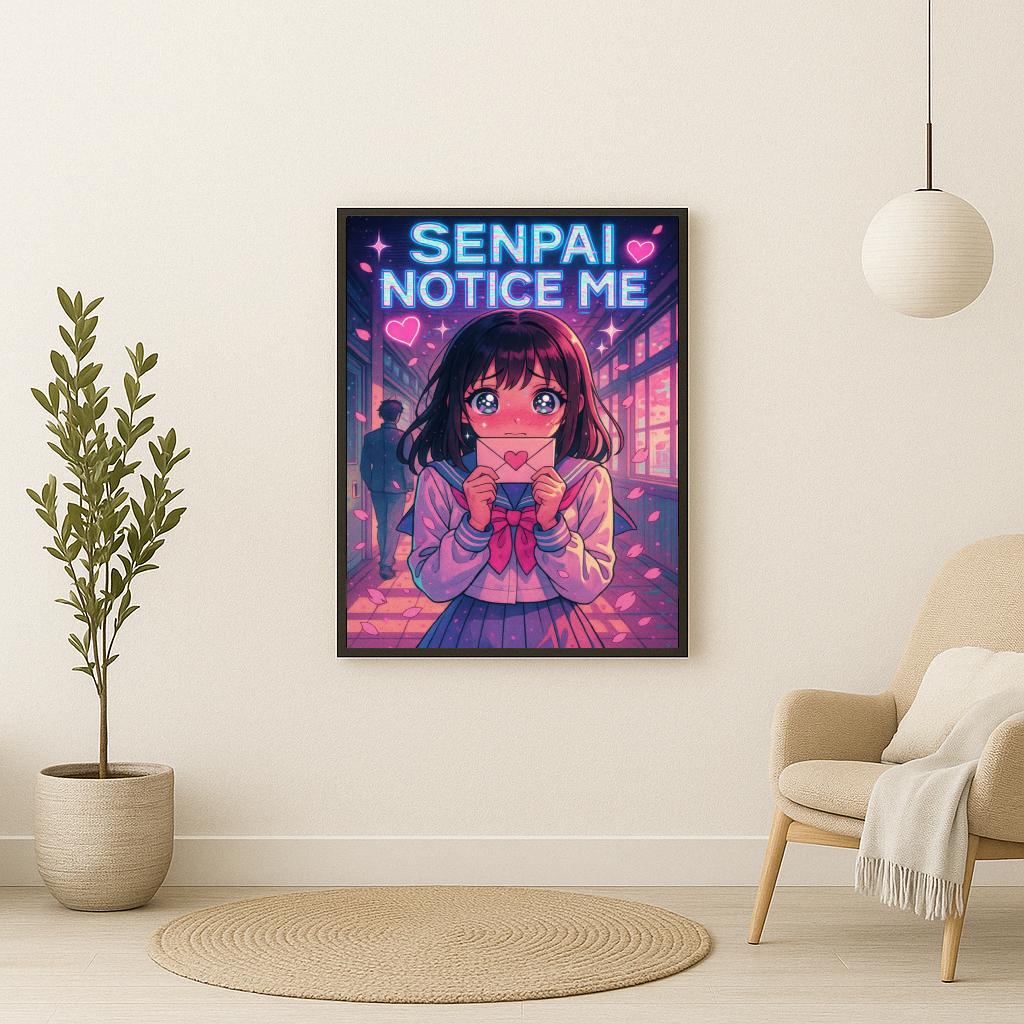 Senpai Notice Me Text Quote Girl anime poster sfeerbeeld 2