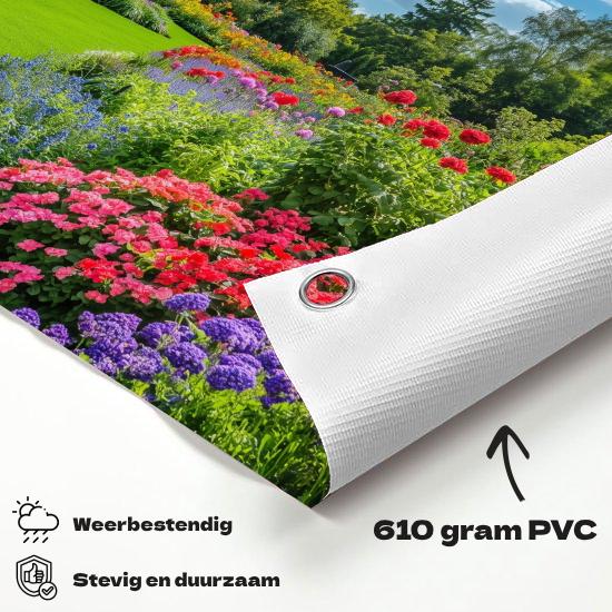Tuinposter Zomer Tuin materiaal-detail: 610 grams weerbestendig PVC-doek