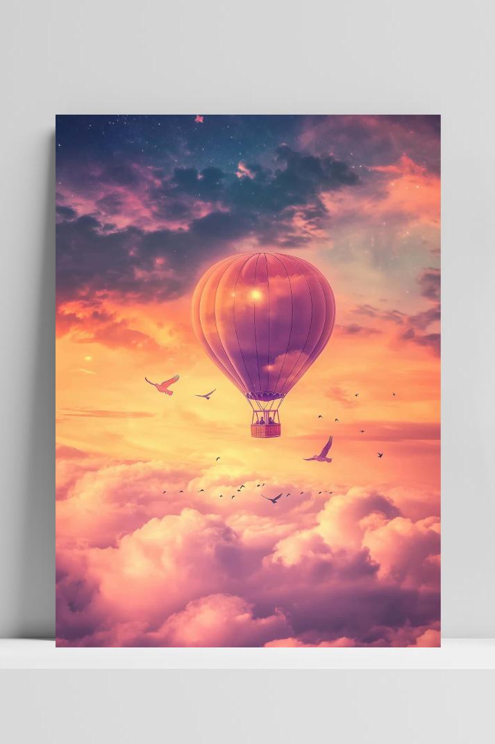 Air Balloon Cartoon op 3mm aluminium dibond