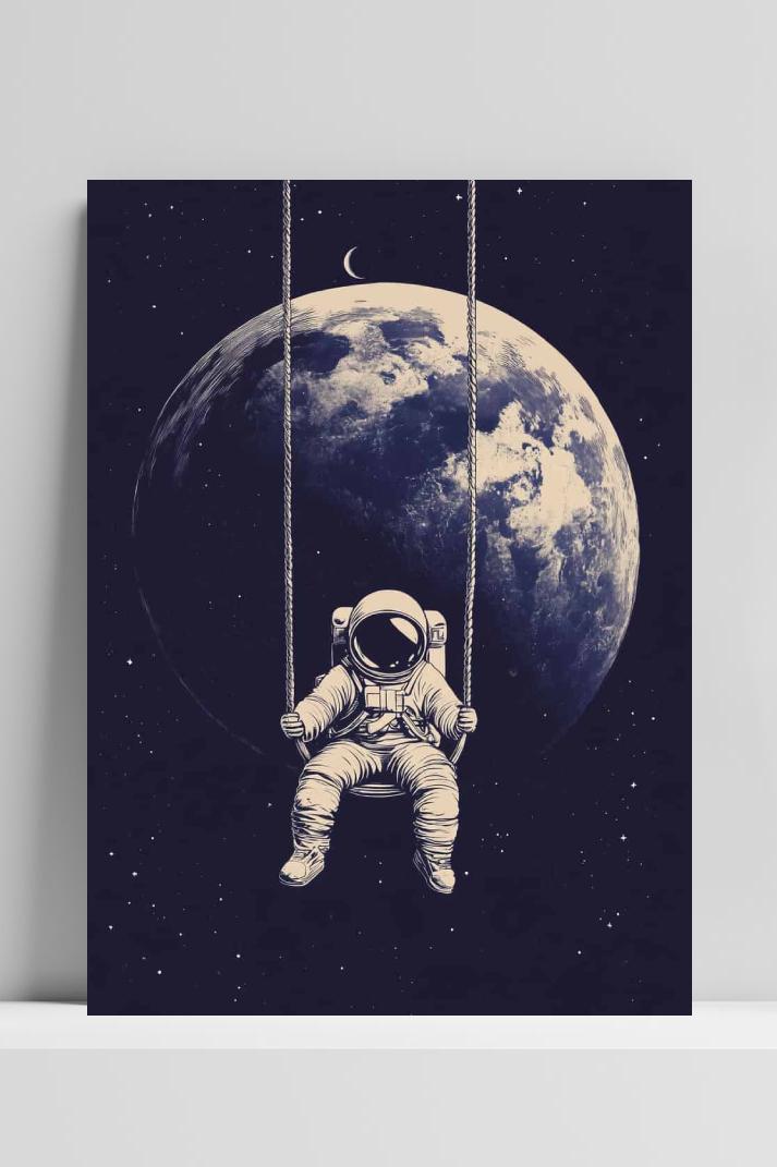 Astronaut Maan op 3mm aluminium dibond