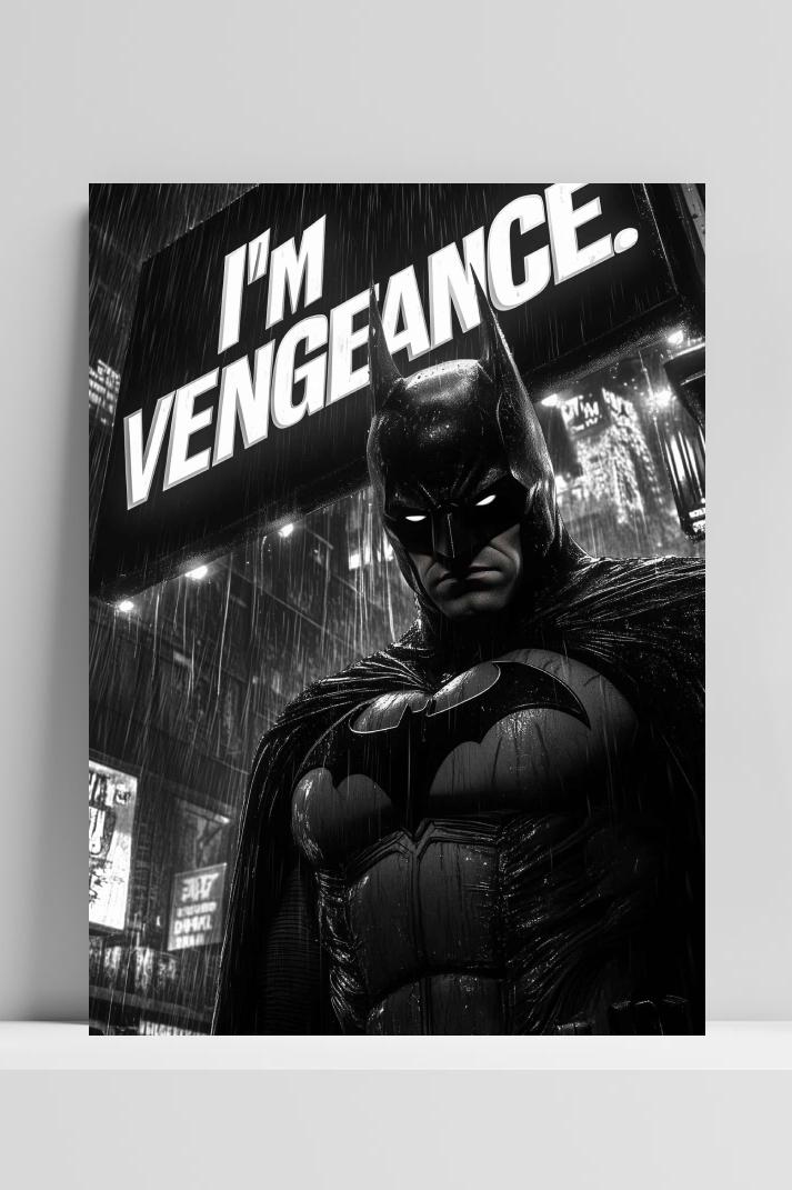 Batman I'm Vengeance op 3mm aluminium dibond