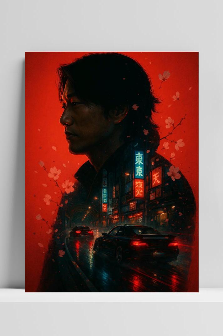 Sung Kang Tokyo Drift op 3mm aluminium dibond