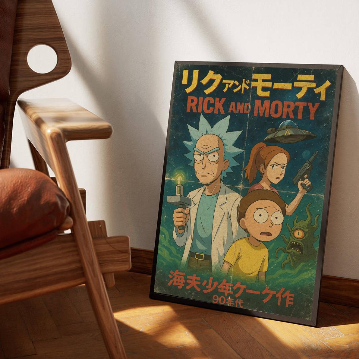 Rick and Morty Japanese Text poster sfeerbeeld 3