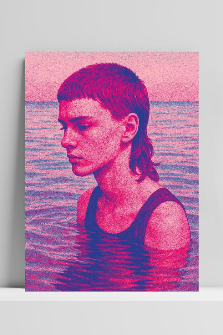 Boy Mullet Sea op 3mm aluminium dibond