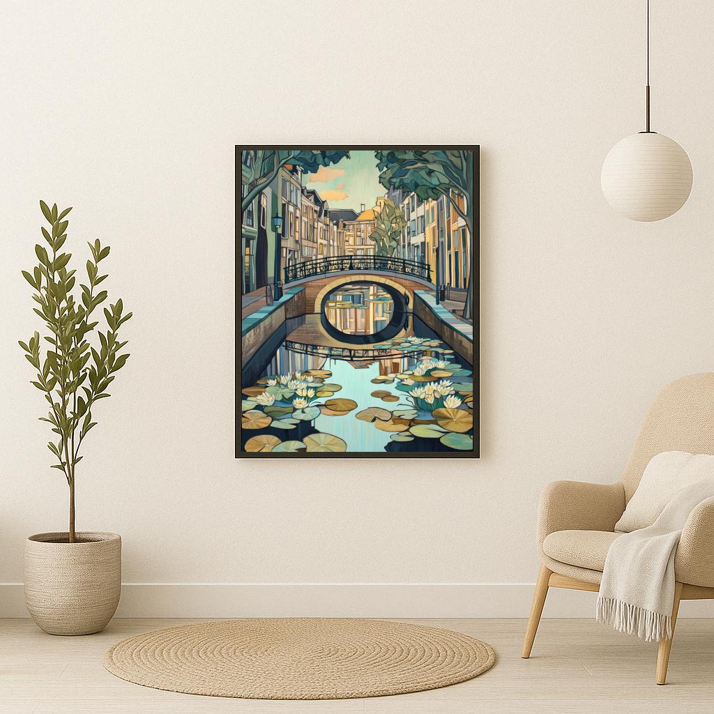 Dutch Canal Water Lilies Amsterdam poster sfeerbeeld 2