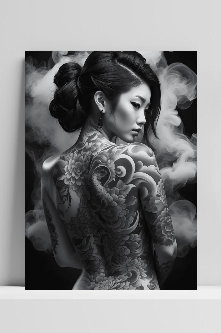 Japanse Tattoo Rug op 3mm aluminium dibond