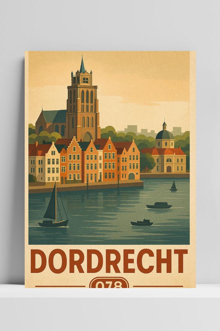 Dordrecht Text Vintage op 3mm aluminium dibond
