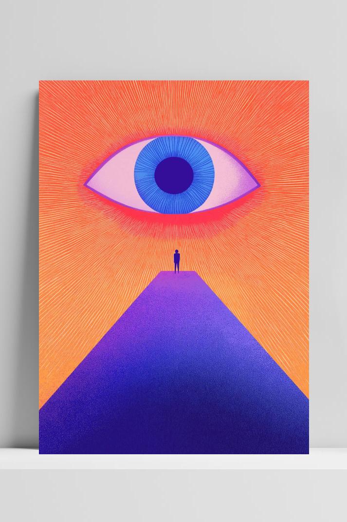 Oog Piramide op 3mm aluminium dibond