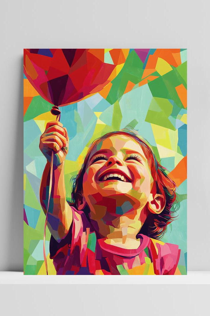 Kid Balloon Pop Art op 3mm aluminium dibond