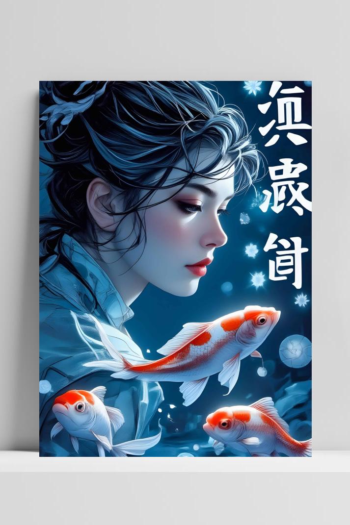 Meisje Koi Vis op 3mm aluminium dibond
