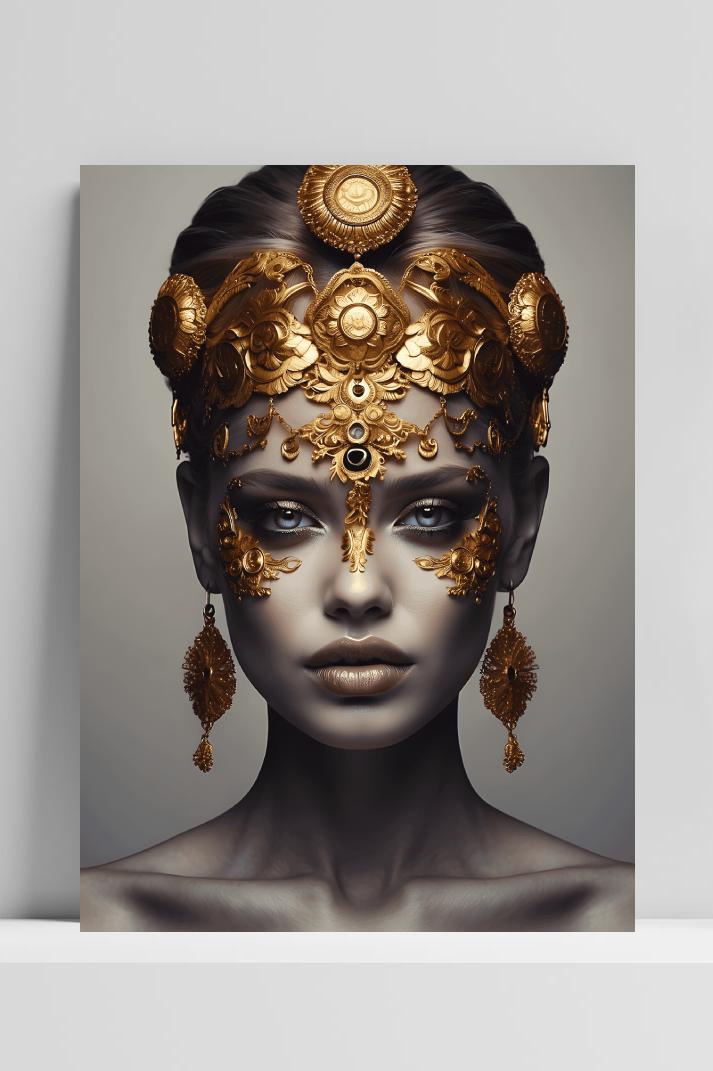 Vrouw Gouden Kroon op 3mm aluminium dibond