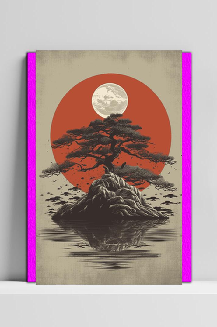 Bonsai Rising Sun op 3mm aluminium dibond