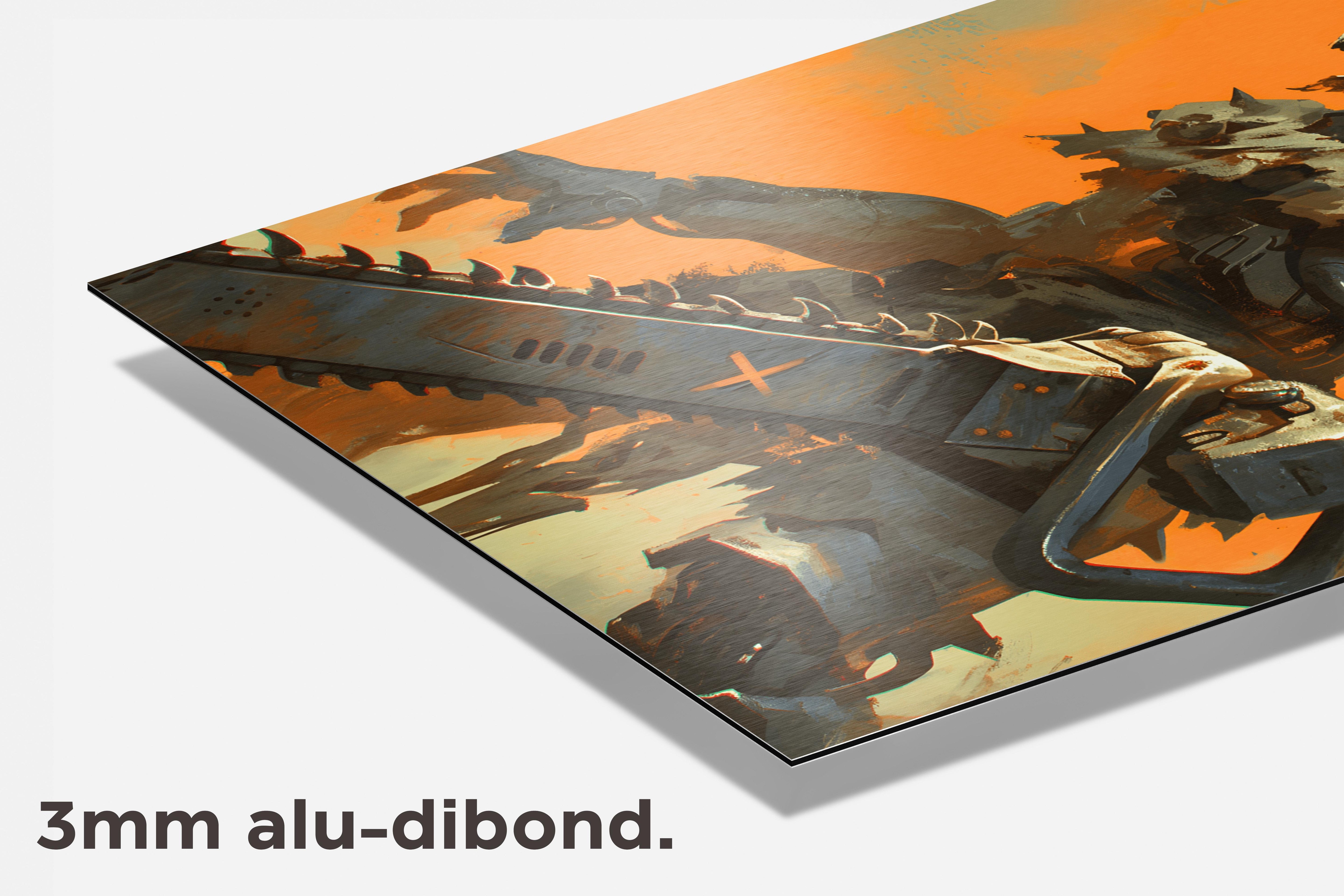 Kettingzaag Robot dibond detail