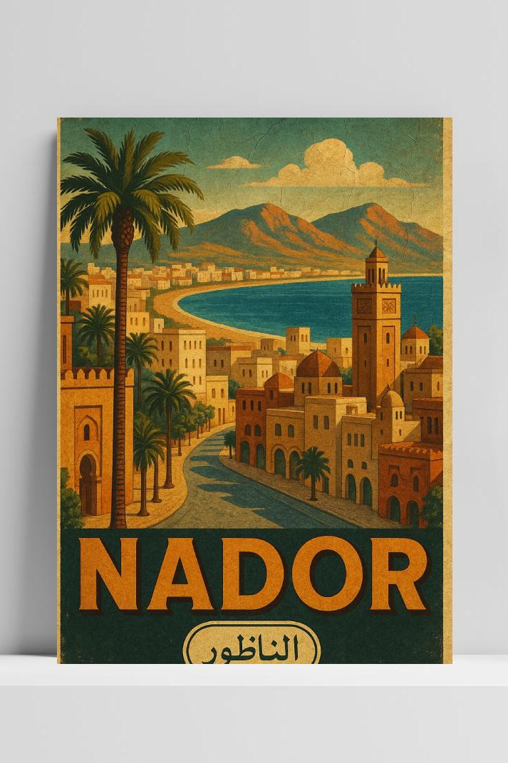 Nador Morocco Vintage Text op 3mm aluminium dibond