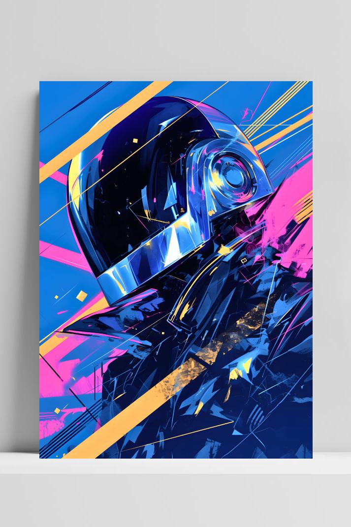 Daft Punk Stijl op 3mm aluminium dibond
