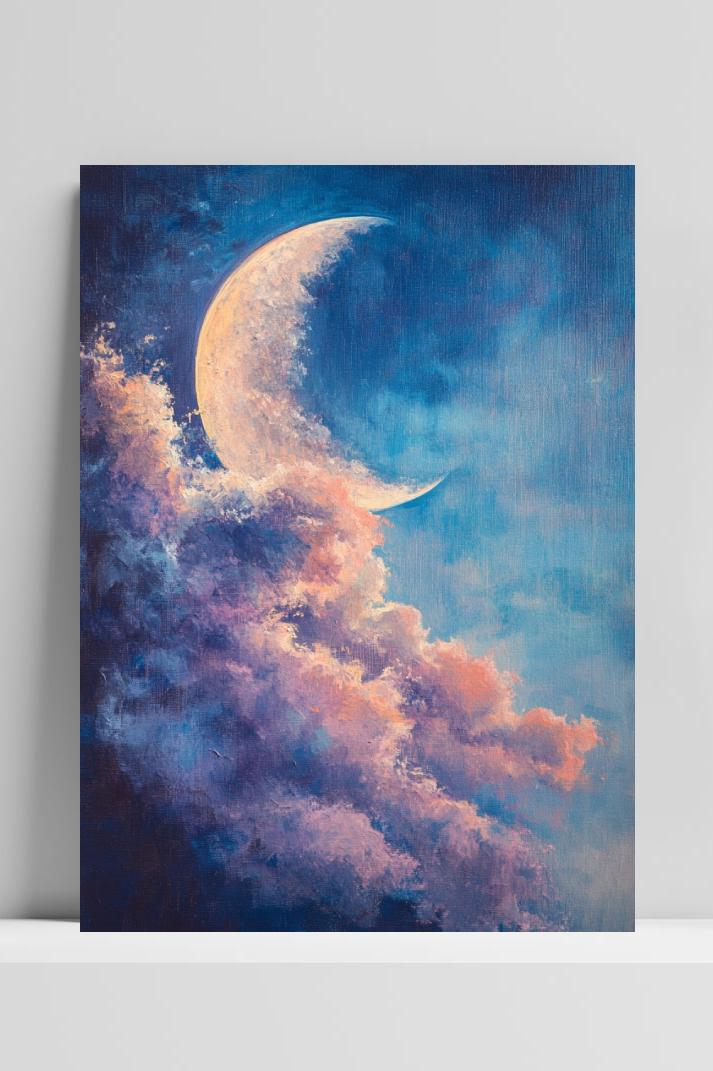 Crescent Moon Clouds op 3mm aluminium dibond