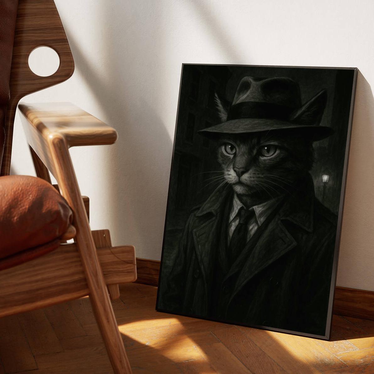 Cat Detective B&W poster sfeerbeeld 1