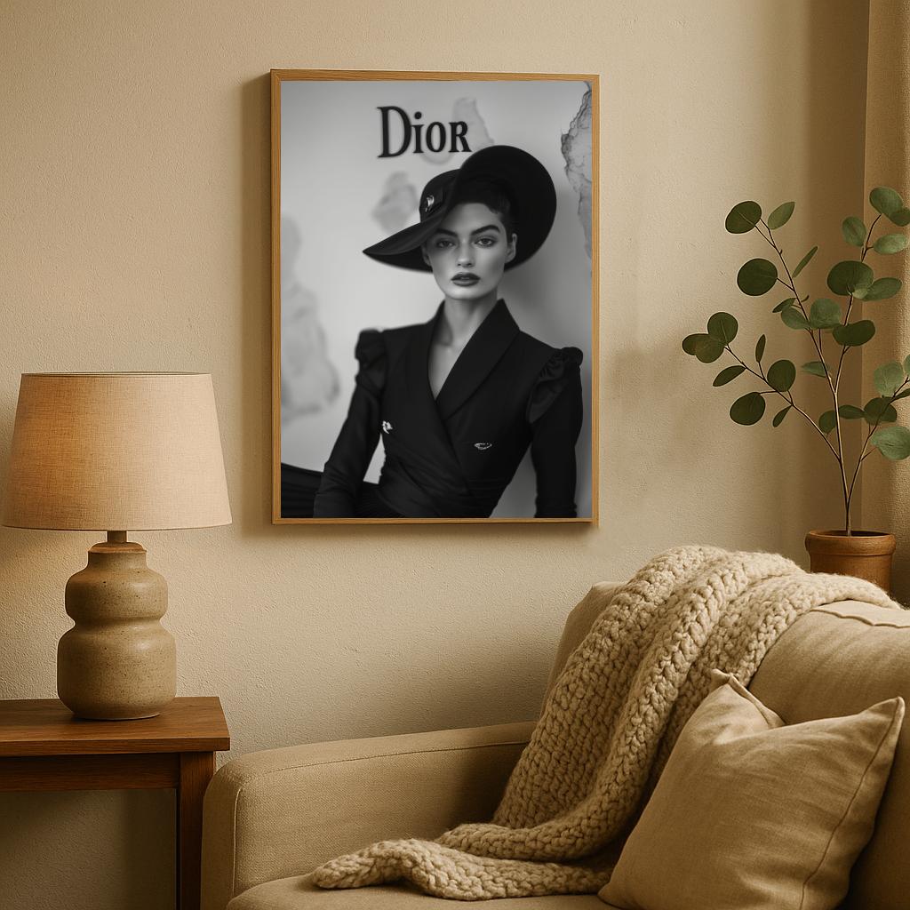 Dior Fashion Model B&W poster sfeerbeeld 2