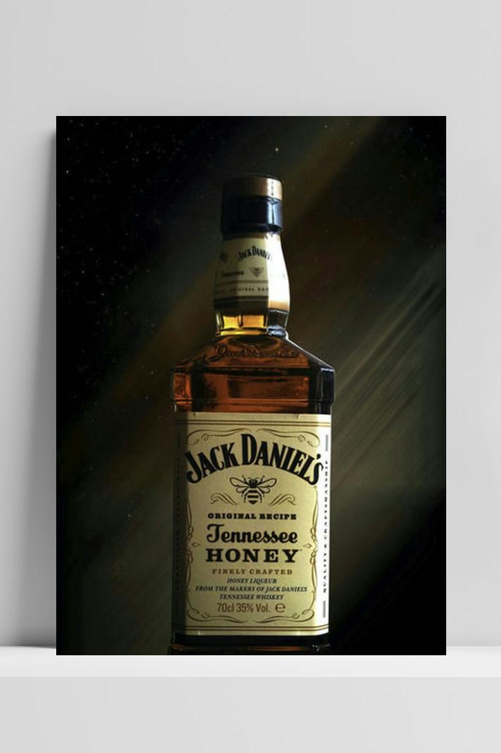 Jack Daniels Honey op 3mm aluminium dibond