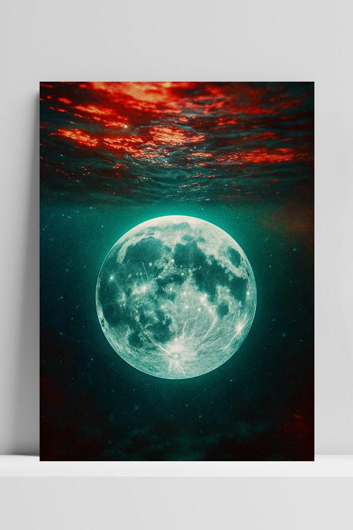 Moon Underwater Surrealism Fantasy Night im Interieur
