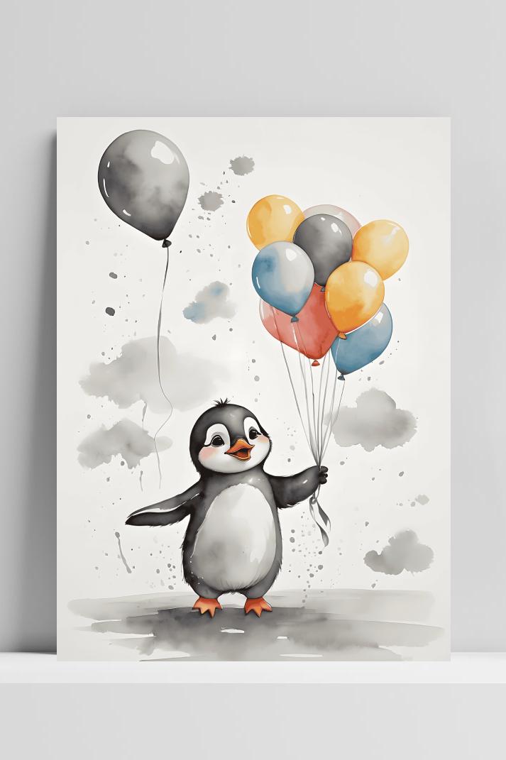 Pinguïn Ballonnen op 3mm aluminium dibond