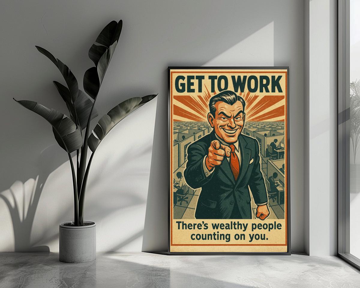 Get To Work Text poster van 25 Artstreet