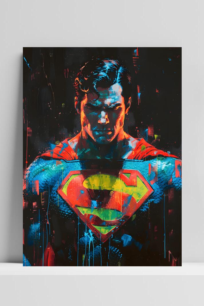 Superman Schilderij op 3mm aluminium dibond