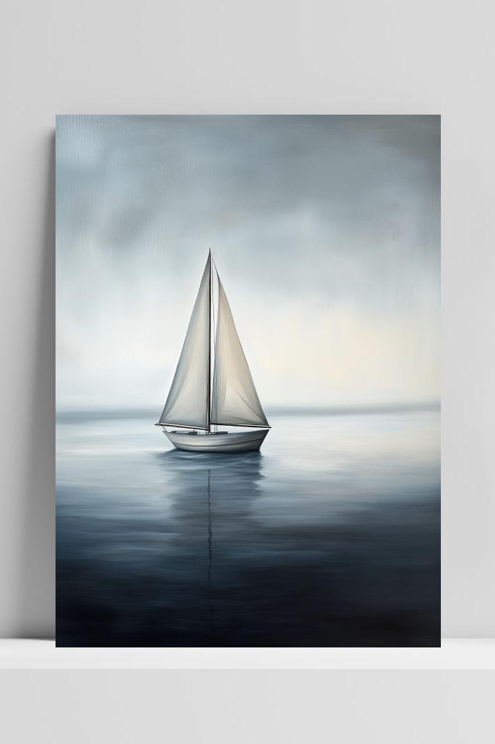 Yacht Sailboat Minimalistic op 3mm aluminium dibond