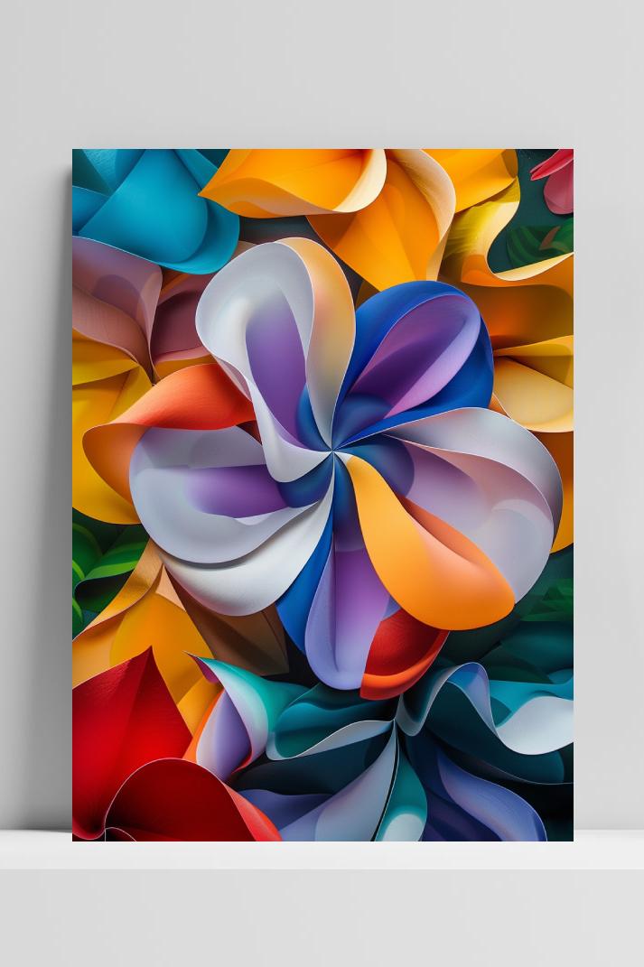 Bloem Kunst Kleurrijk op 3mm aluminium dibond