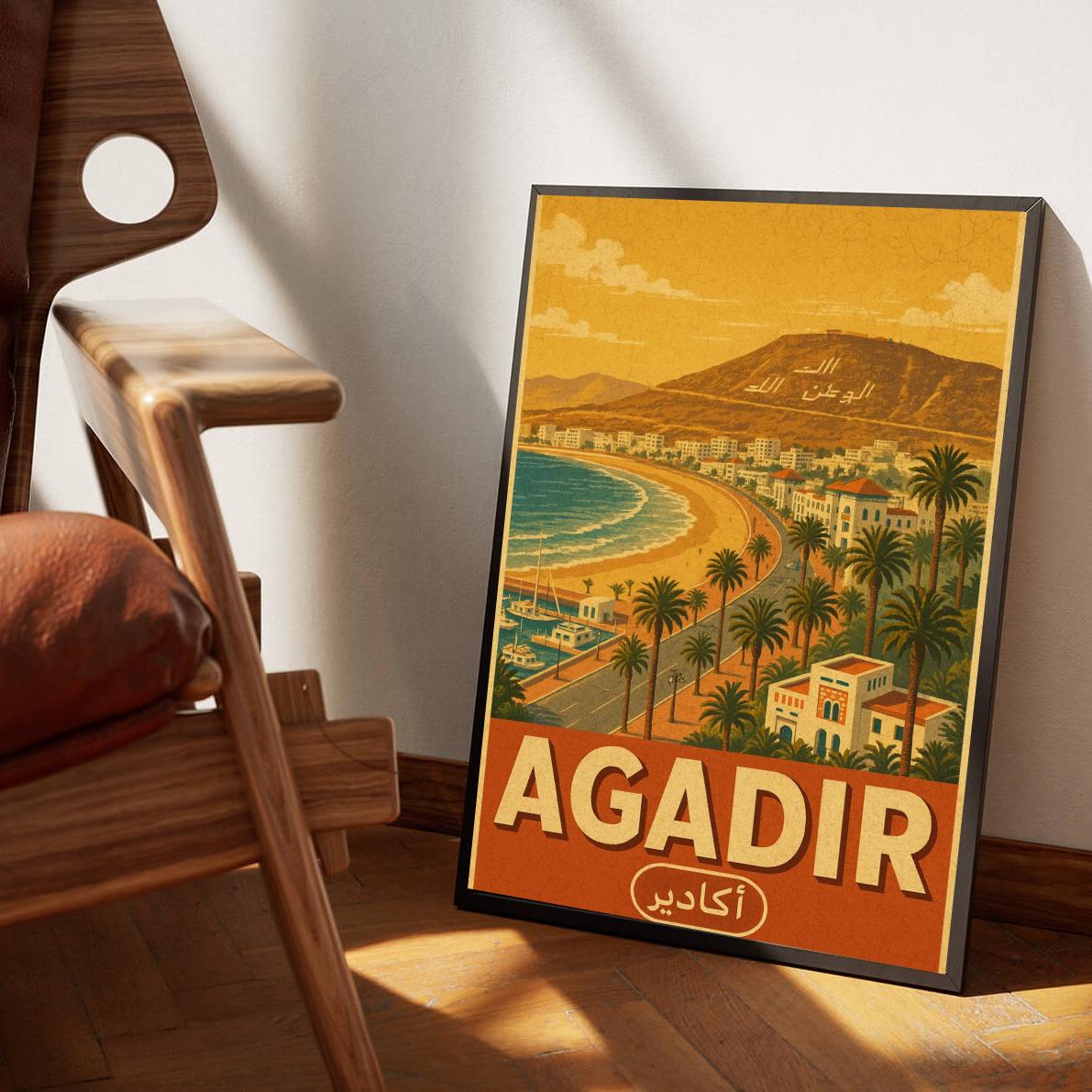 Agadir Morocco Vintage Text poster sfeerbeeld 3