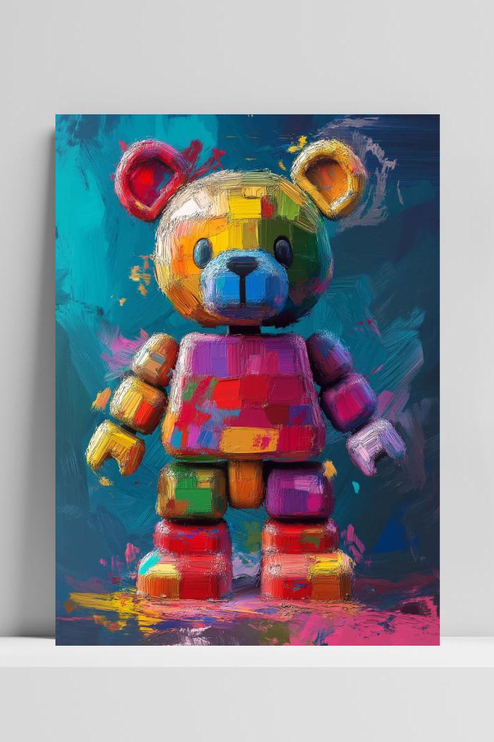 Bear Aquarel op 3mm aluminium dibond