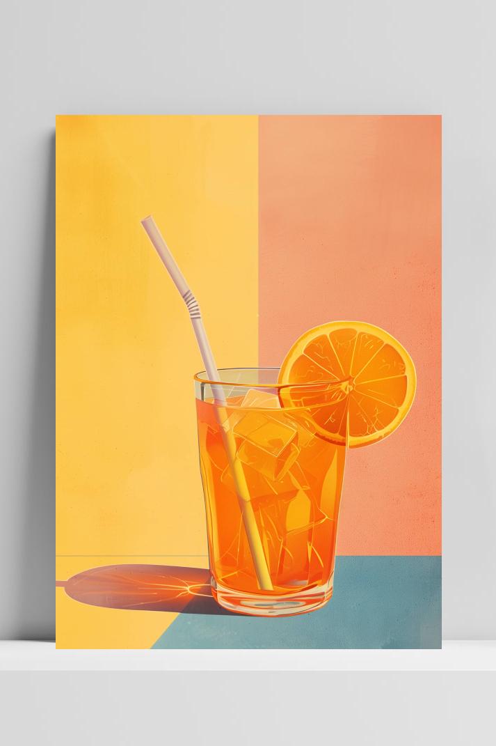 Aperol Spritz Cocktail op 3mm aluminium dibond