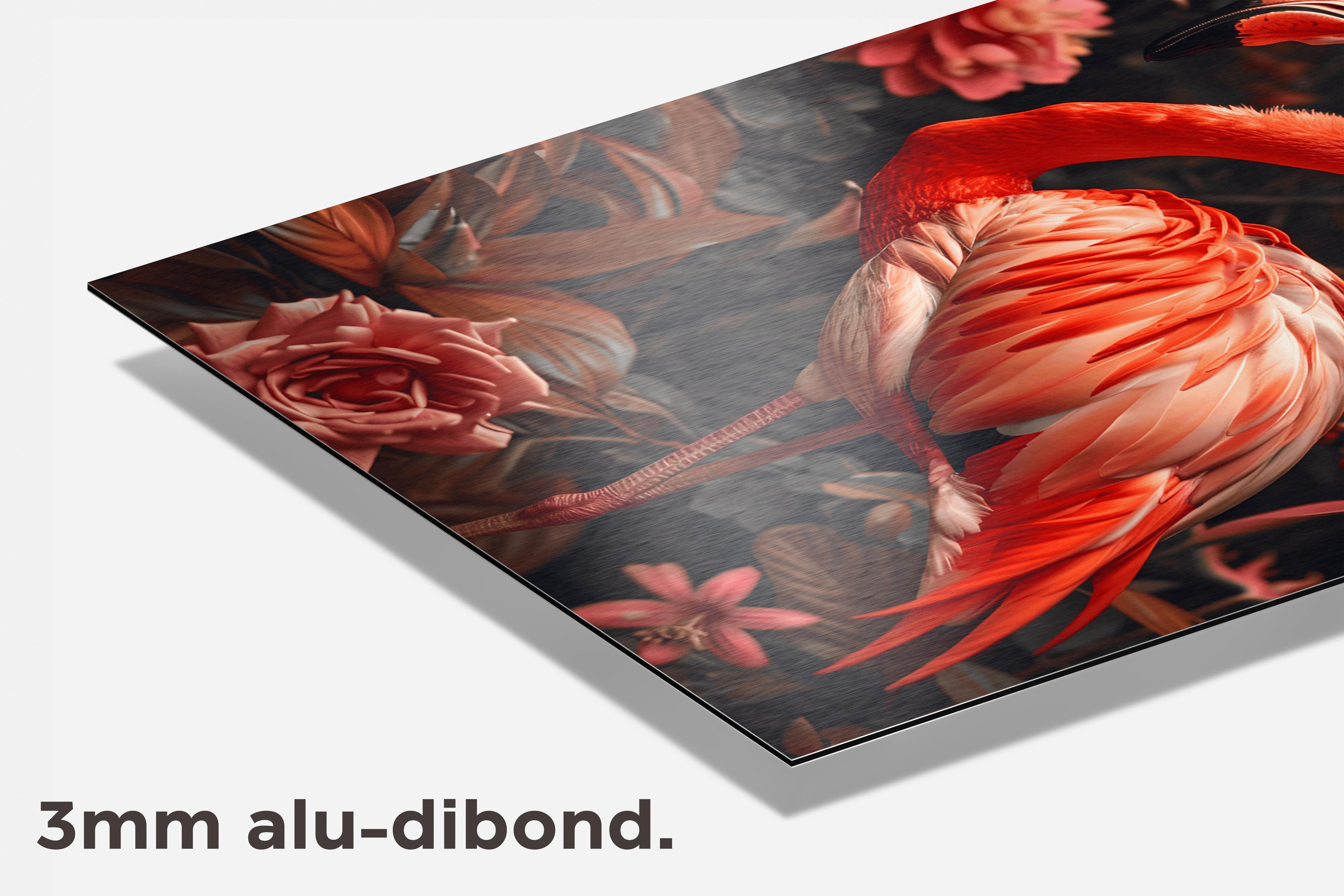 Flamingo Bloemen dibond detail