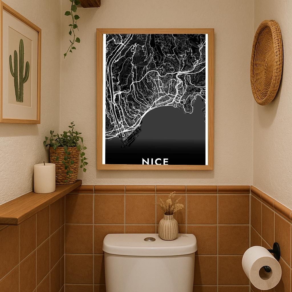 Nice Map France Black poster sfeerbeeld 3