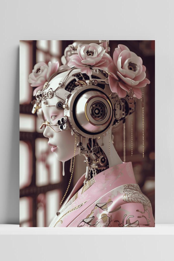 Robotgeisha op 3mm aluminium dibond