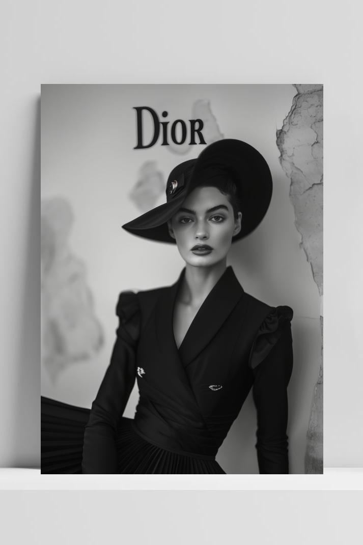 Dior Fashion Model B&W op 3mm aluminium dibond