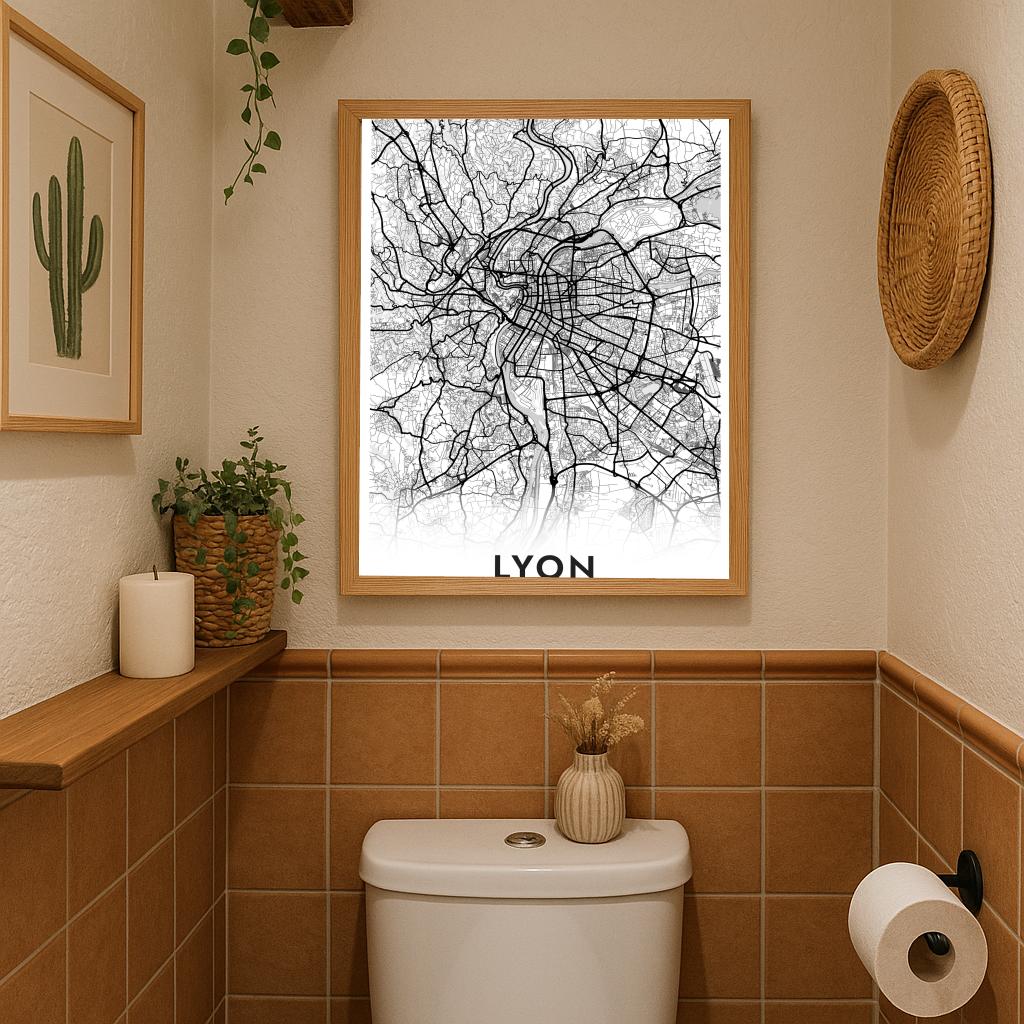 Lyon Map France White poster sfeerbeeld 3