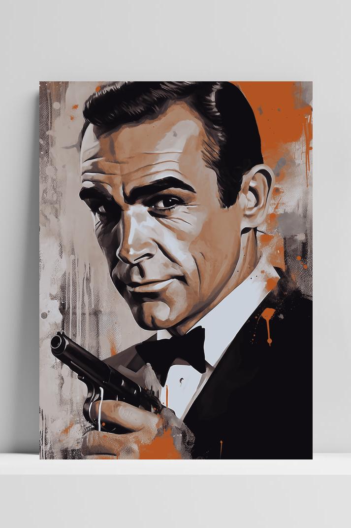 James Bond Sean Connery op 3mm aluminium dibond