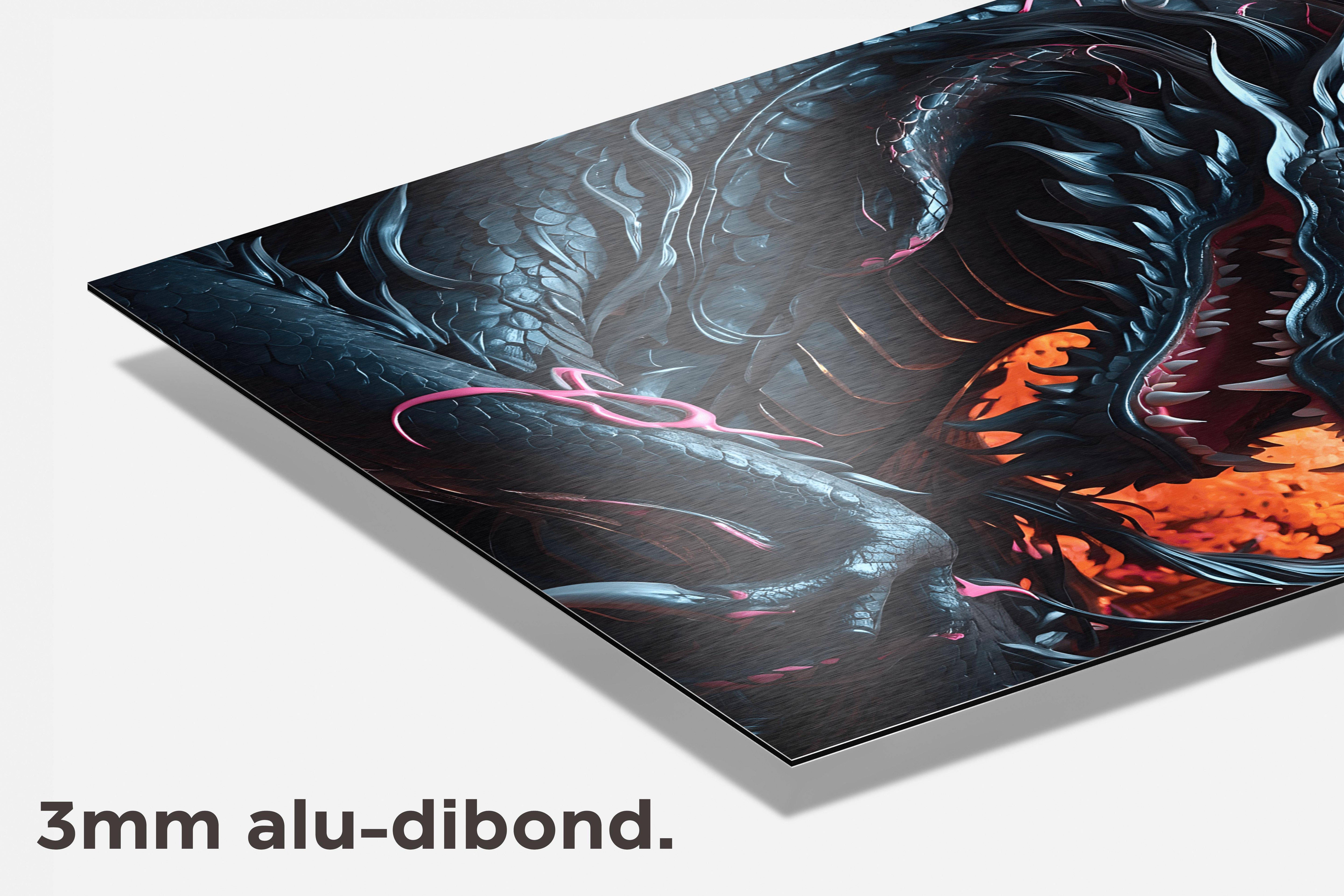 Oosterse Draak Loof dibond detail