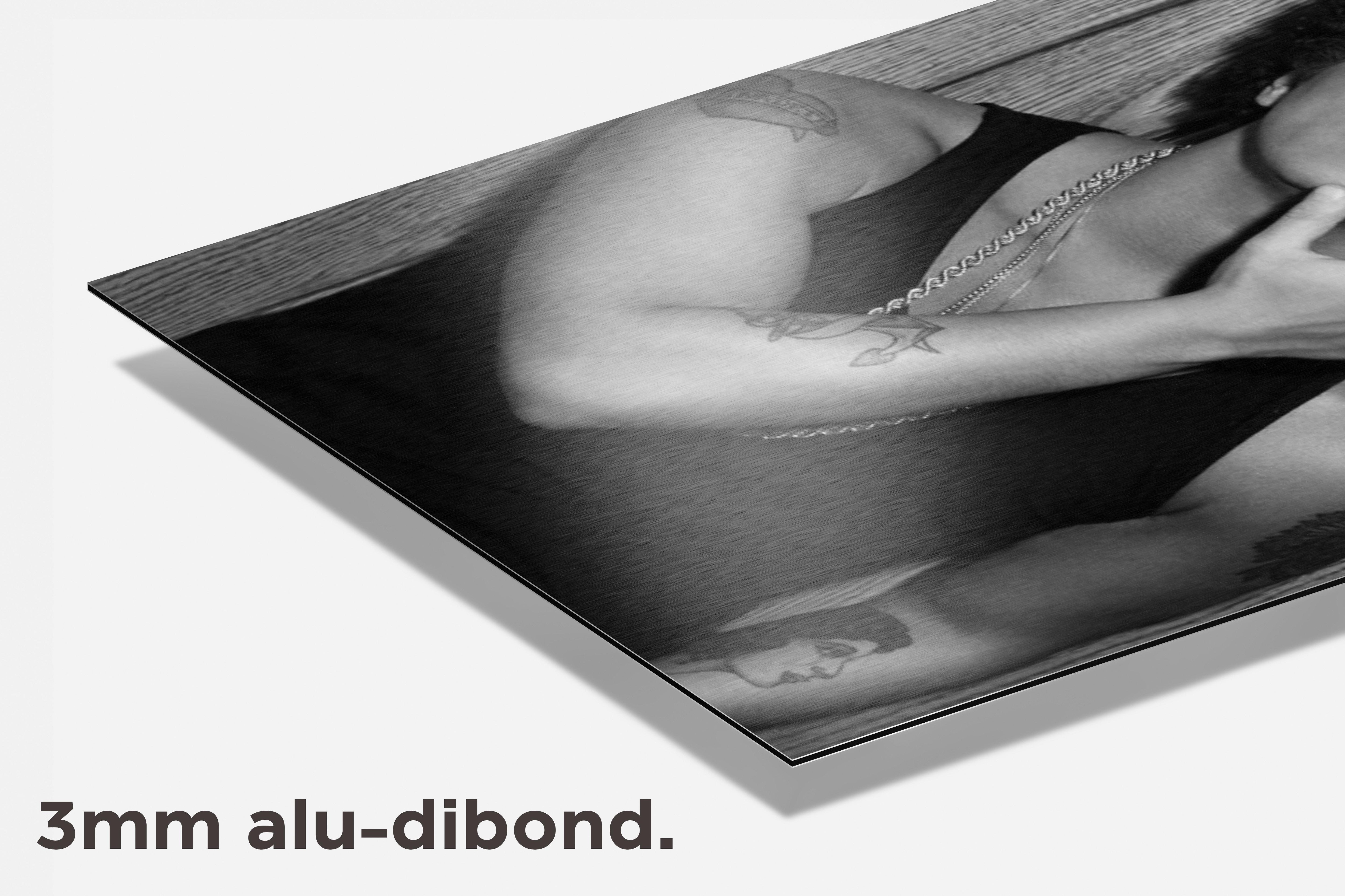 Bruno Mars Zwart Wit dibond detail