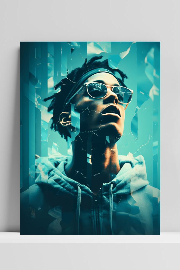 Digitaal Man op 3mm aluminium dibond