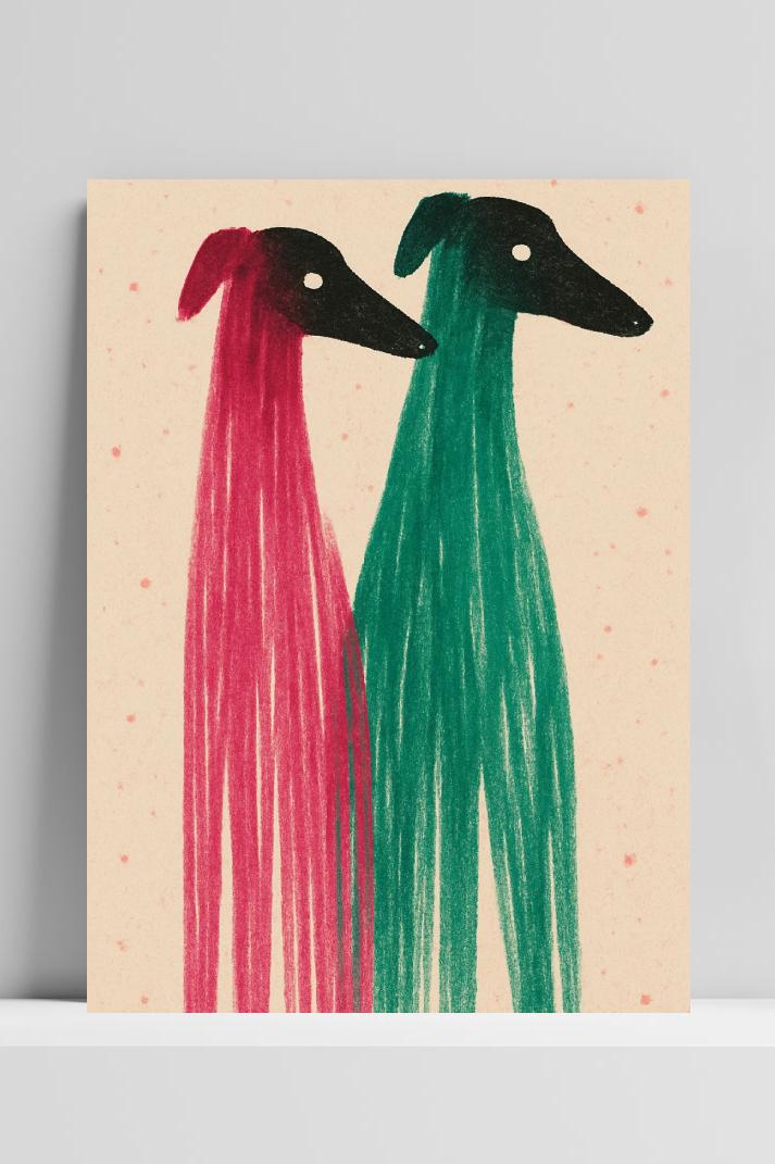 Dogs Couple Minimalistic dans un intérieur