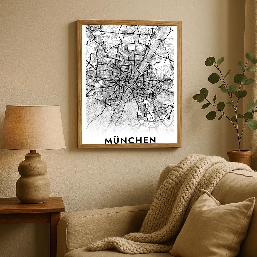 München Map Deutschland White poster sfeerbeeld 2