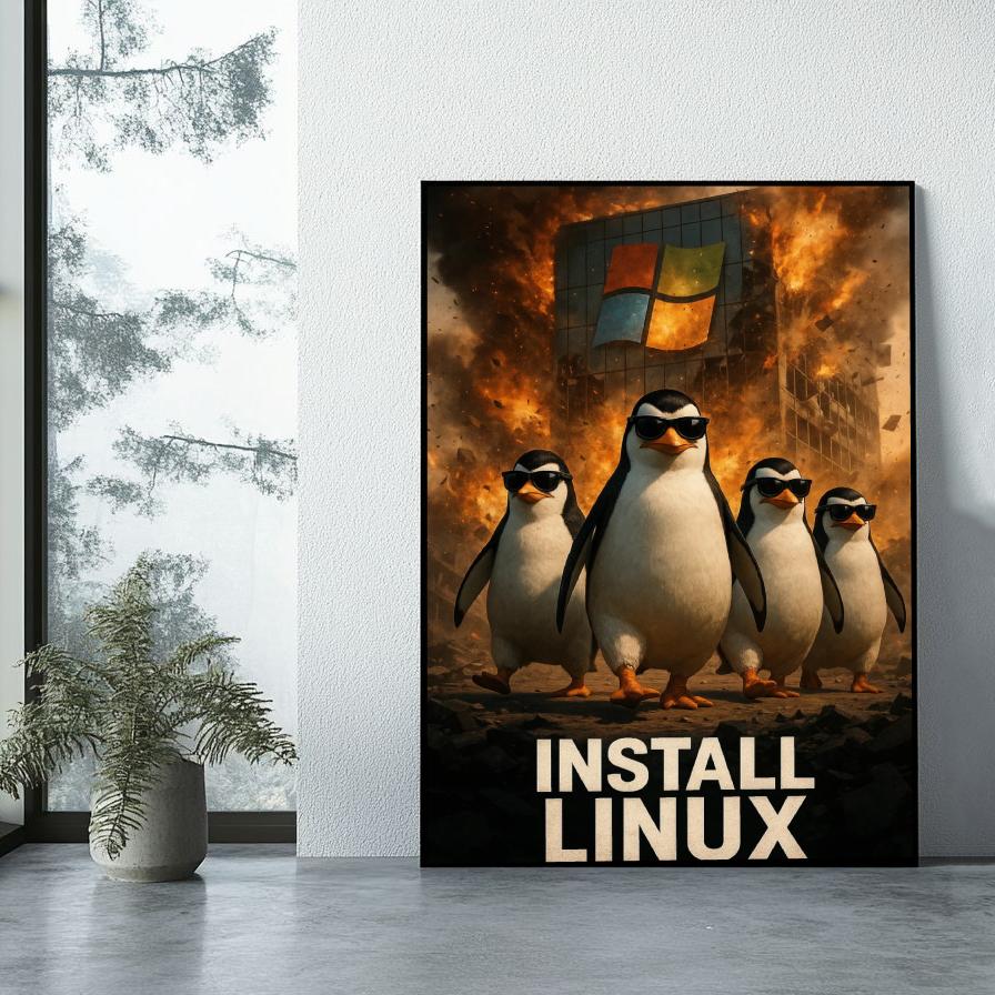 Penguin Linux Windows Logo poster sfeerbeeld 1