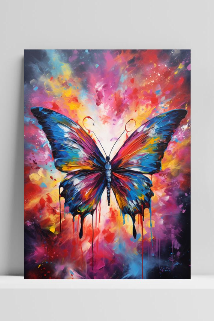 Vlinder Kleurrijk op 3mm aluminium dibond