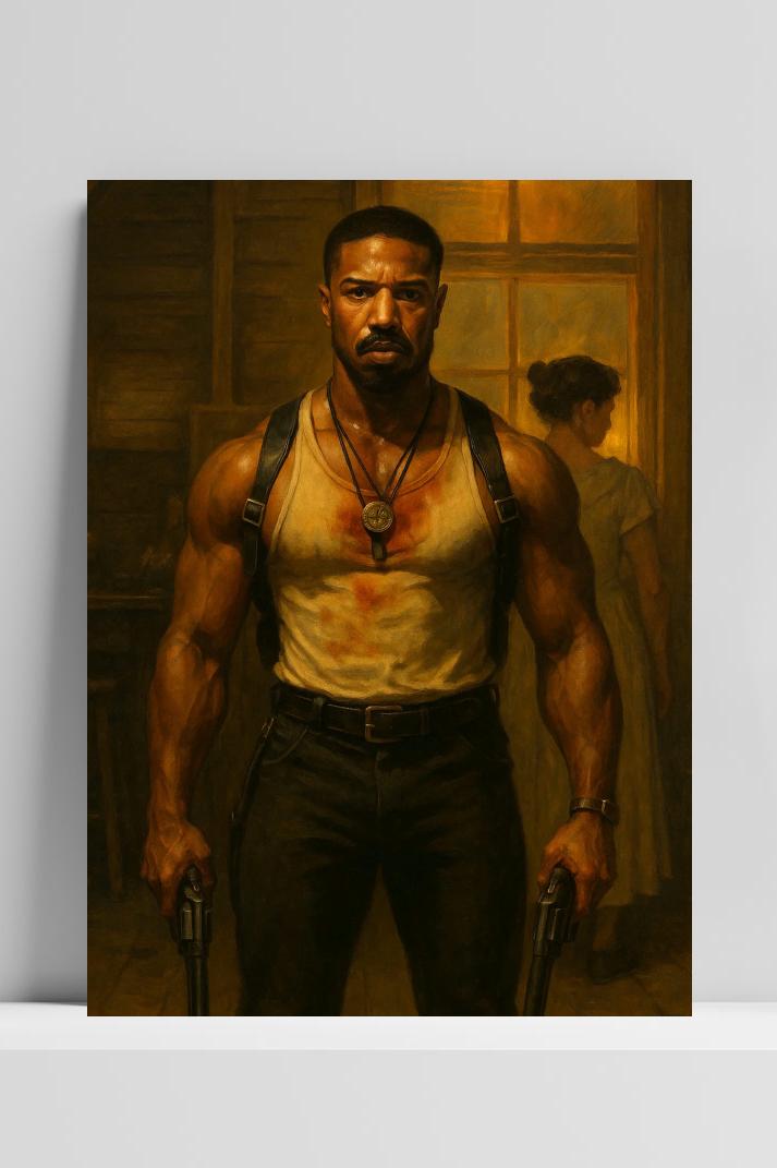 Michael B. Jordan Sinners op 3mm aluminium dibond