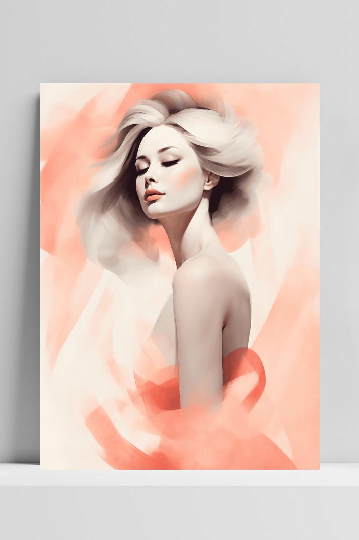 Pastel Roze Abstract op 3mm aluminium dibond