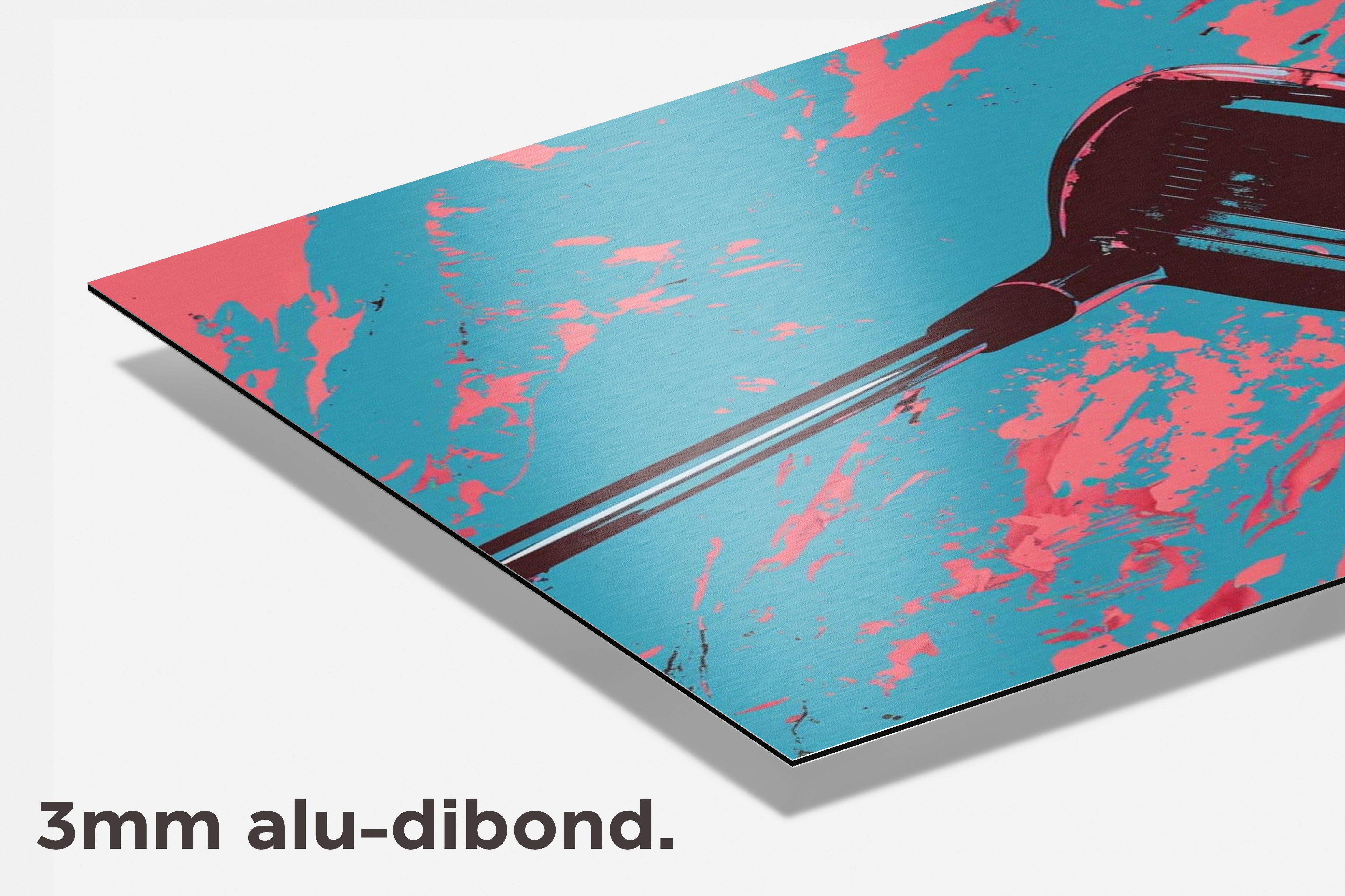 Golfclub Blauw Roze dibond detail