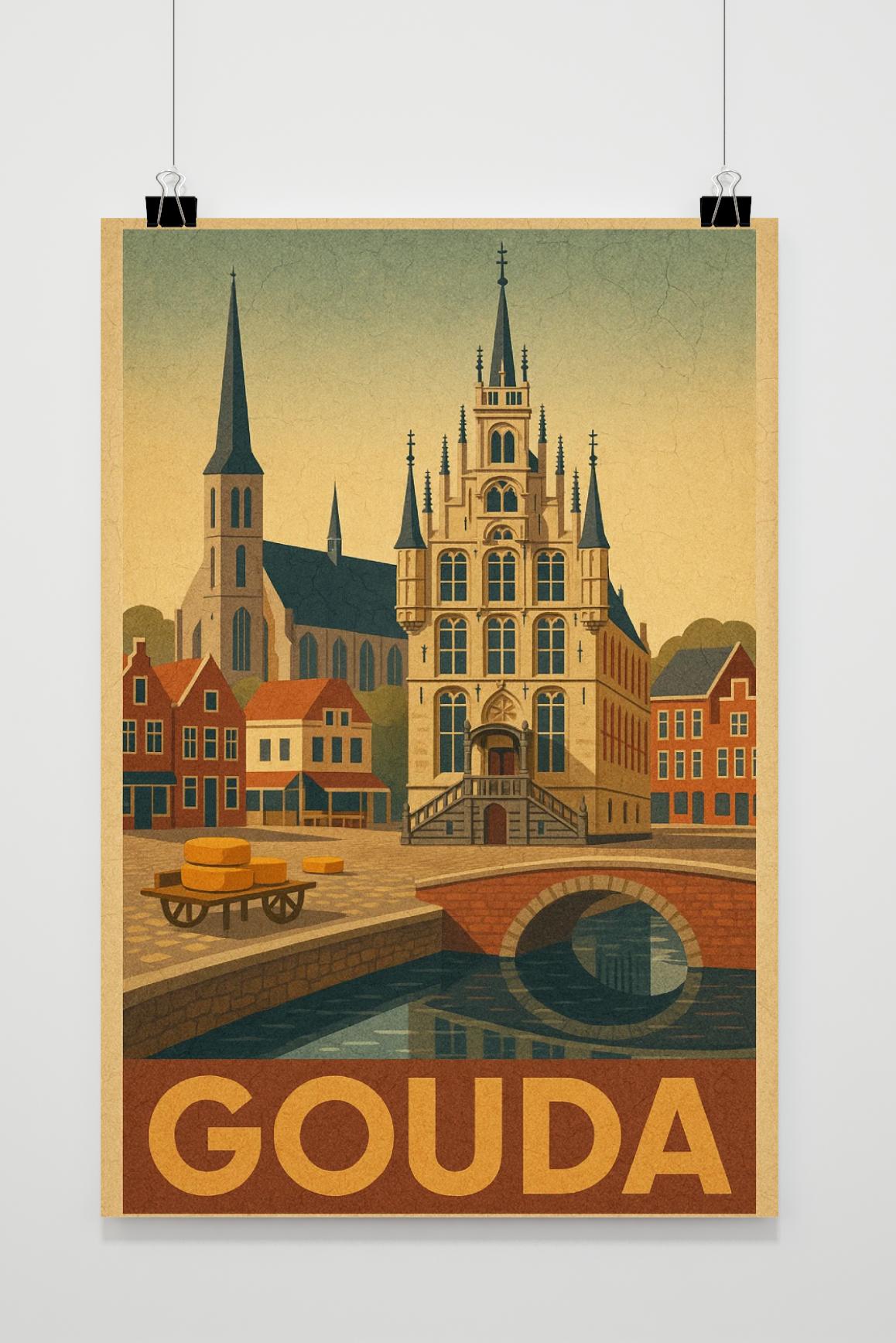 Gouda Text Vintage poster van 25 Artstreet