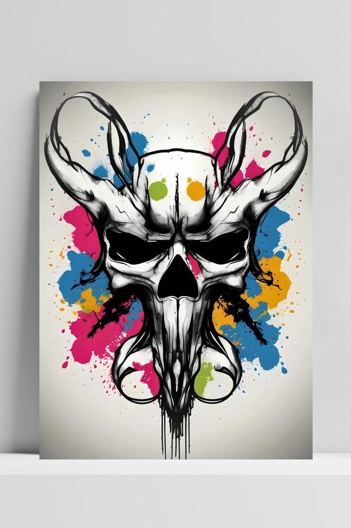 Muis Skull Verf op 3mm aluminium dibond